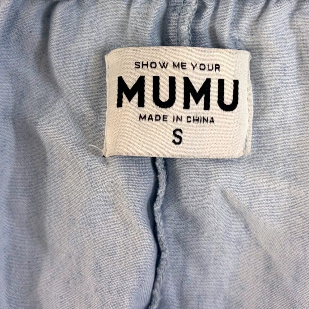 Show Me Your Mumu Angel Mini Dress Light Chambray Blue Linen Tencel Small - Picture 6 of 10
